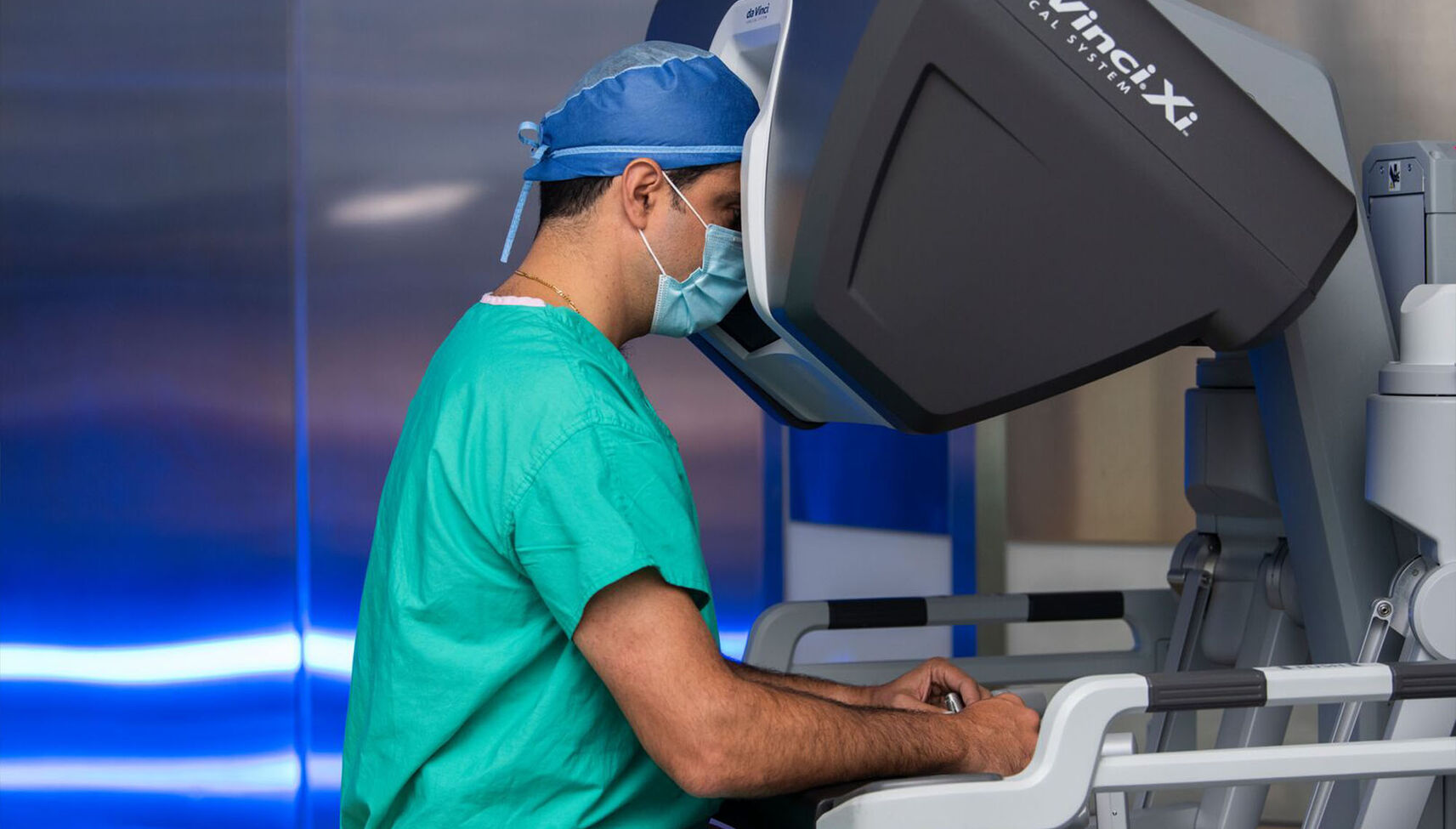 A doctor performing robotic surgery